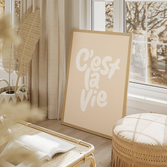 C'est La Vie - Beige Boho decor bar cart kunst aan de muur