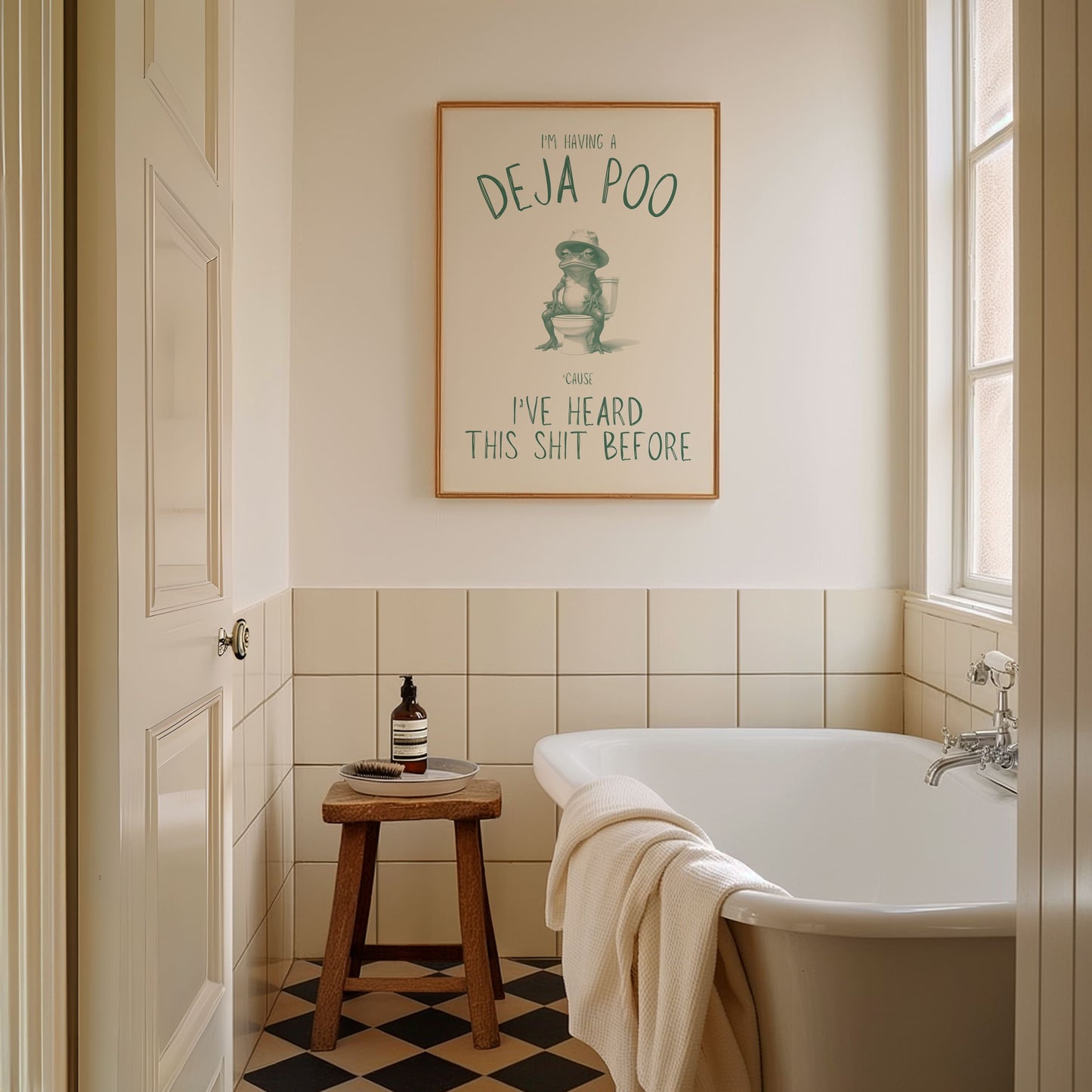I'm having a Deja Poo - Green & Cream Bathroom Artprint
