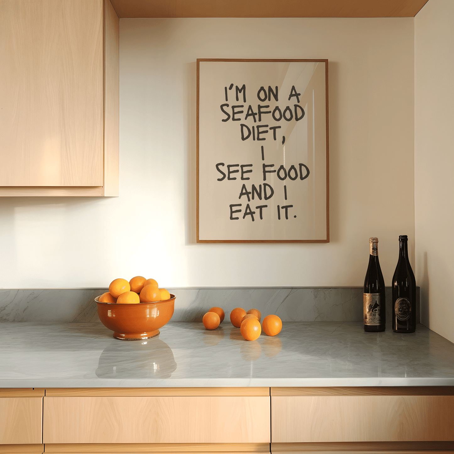 I'm on a Seafood diet. - Black & Cream Artprint