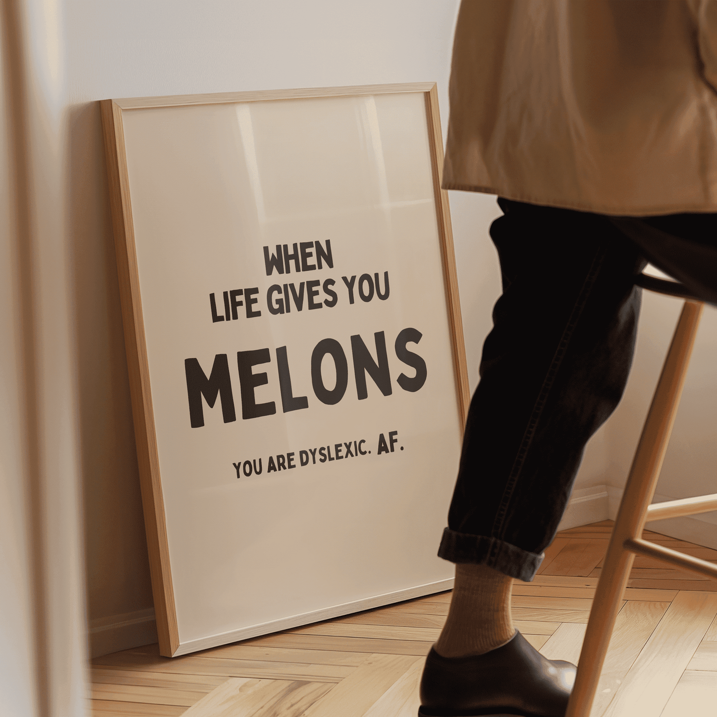Wanneer het leven je meloenen geeft - Black & Cream Artprint