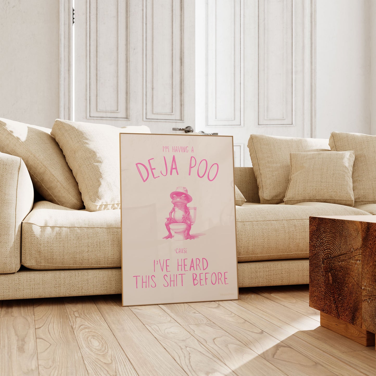I'm having a Deja Poo - Roze Badkamer toilet Art Digital Download
