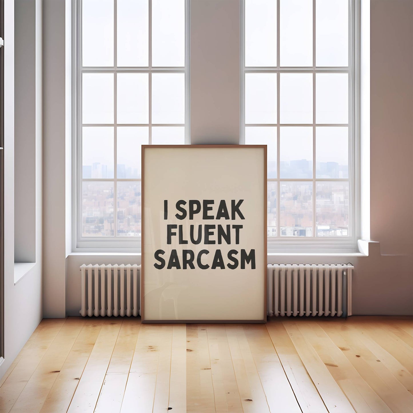 Ik spreek vloeiend sarcasme - Black Cream Artprint