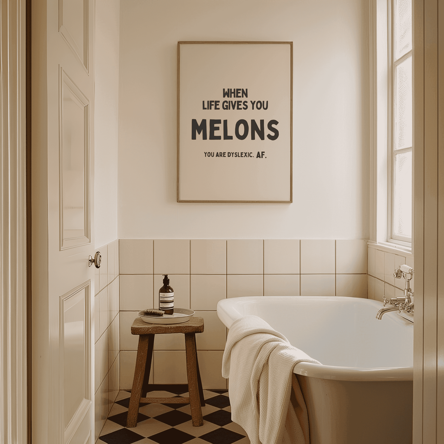 Wanneer het leven je meloenen geeft - Black & Cream Artprint