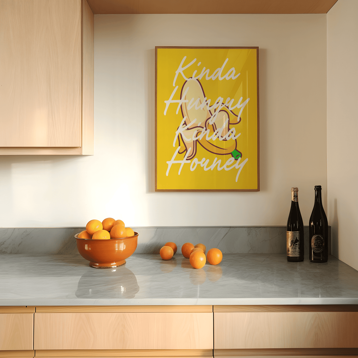 Kinda Hungry Kinda horney - Gele Kinky banaan Poster