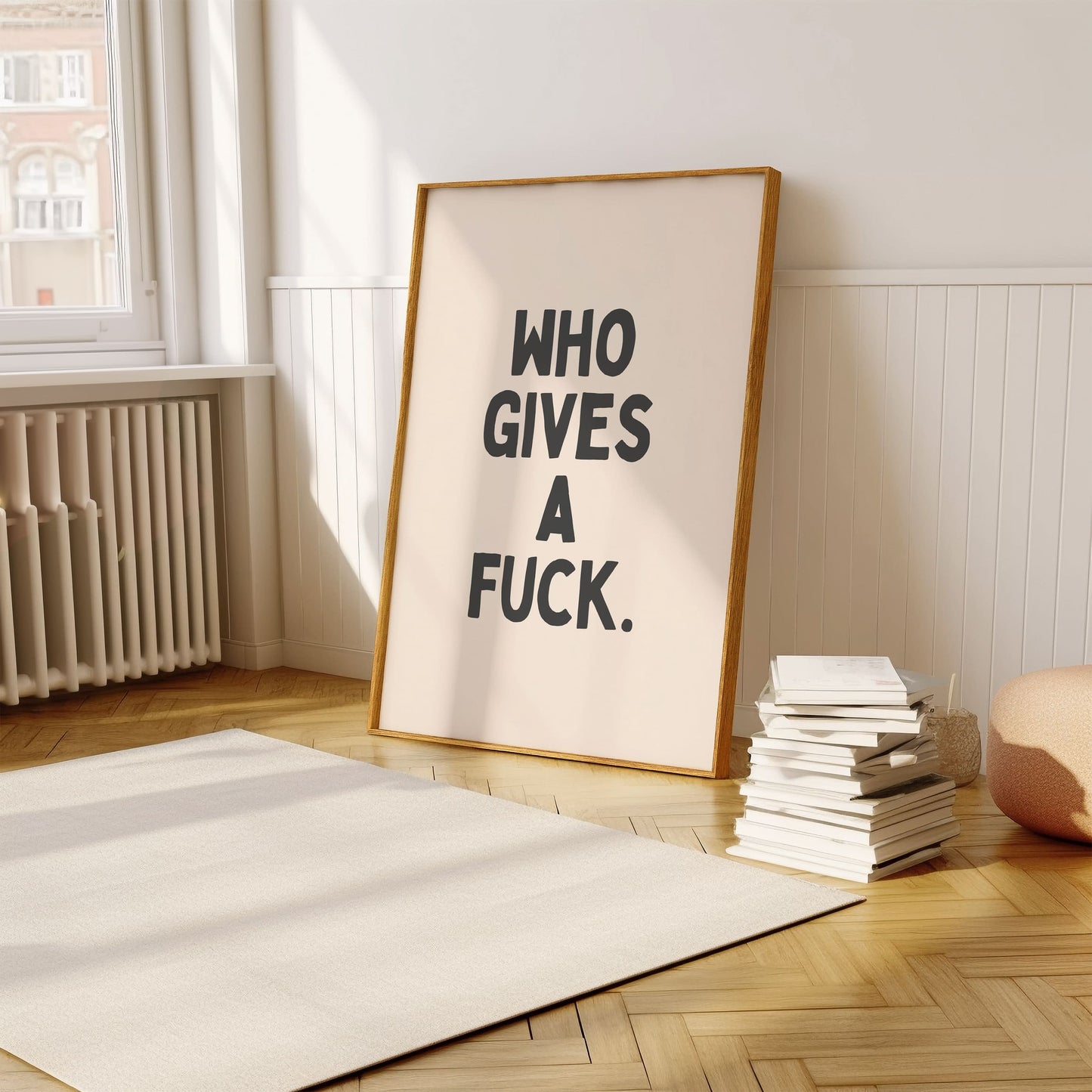 Who Gives A Fuck - Black & Cream Artprint