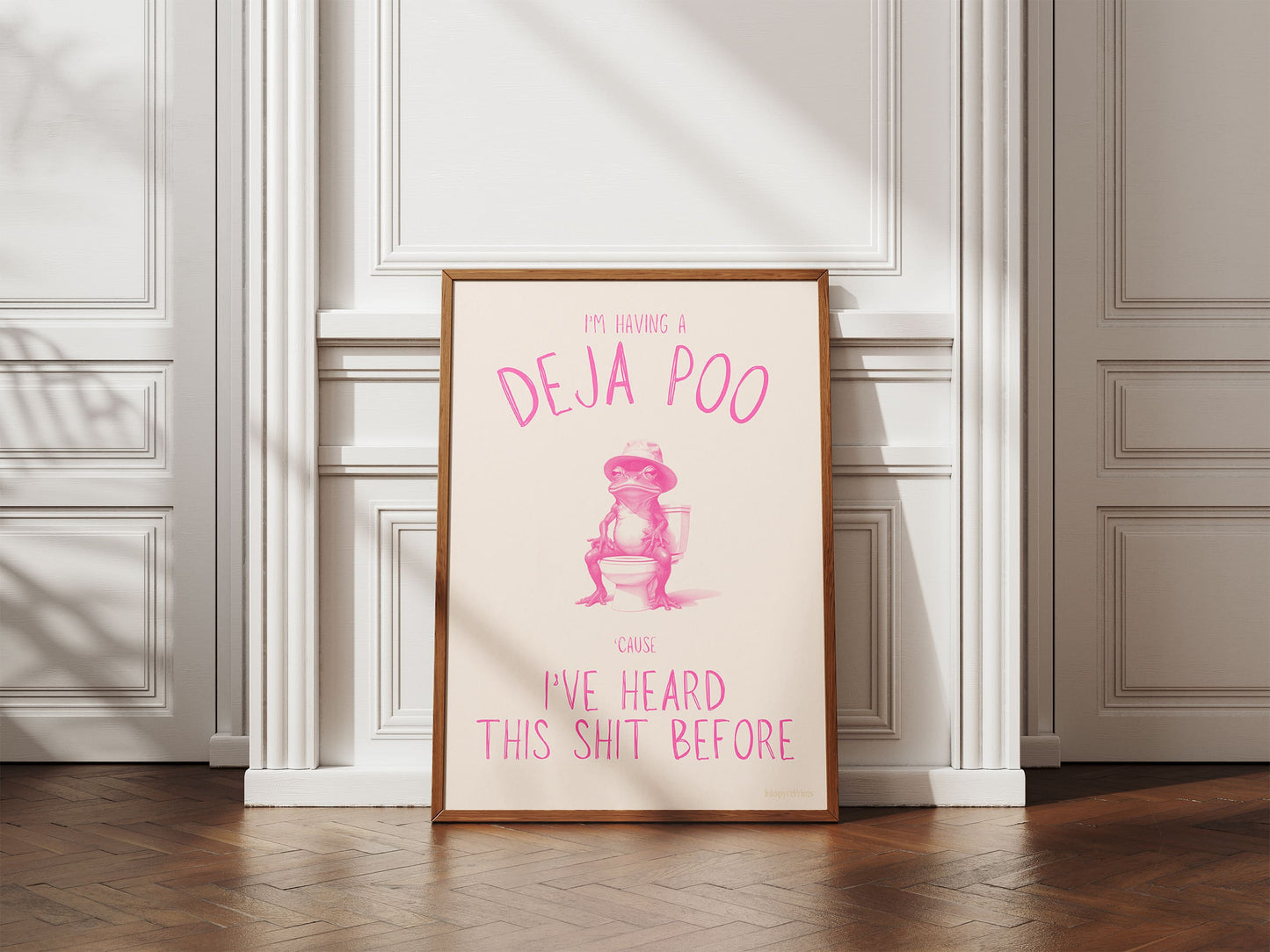 I'm having a Deja Poo - Roze Badkamer toilet Art Digital Download