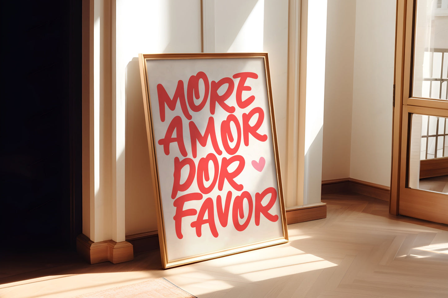 Meer Amor Por Favor White Maximalist muurkunst - Grote Pastelkleur eigenzinnige Eclectische print - Dopamine Decor Love Quote poster instant download