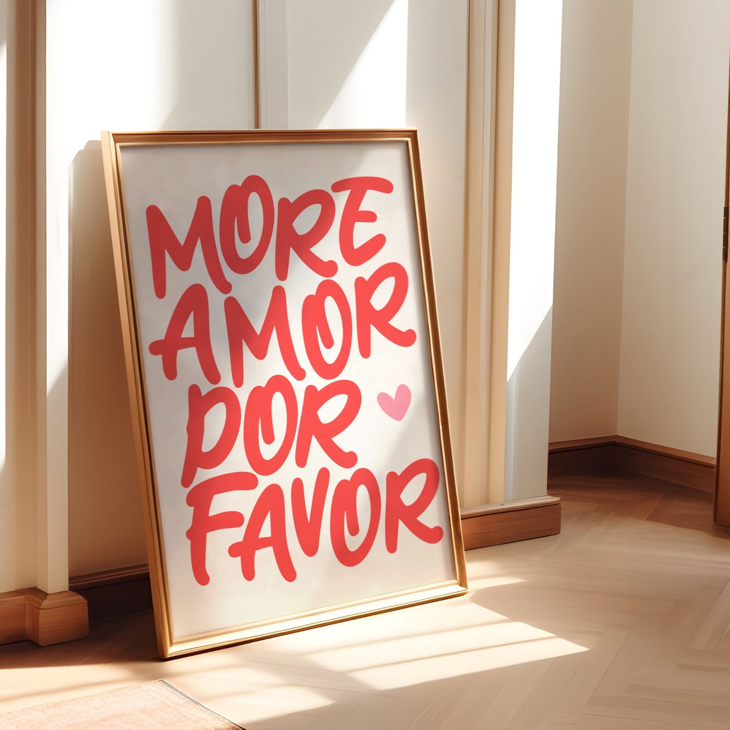 Meer Amor Por Favor - Wit & rood muurkunst print