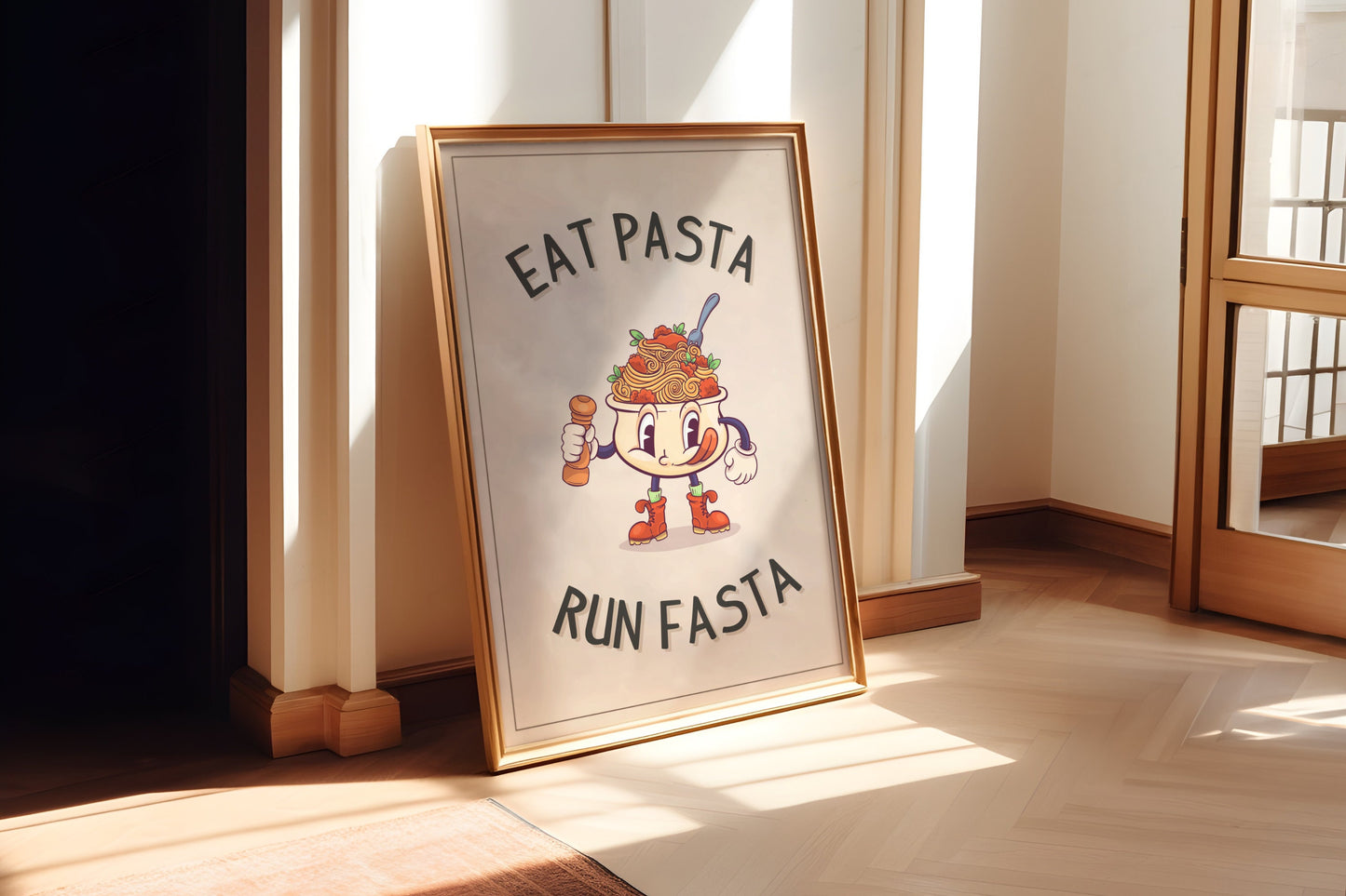Eat Pasta Run Fasta - Keuken muurkunst print