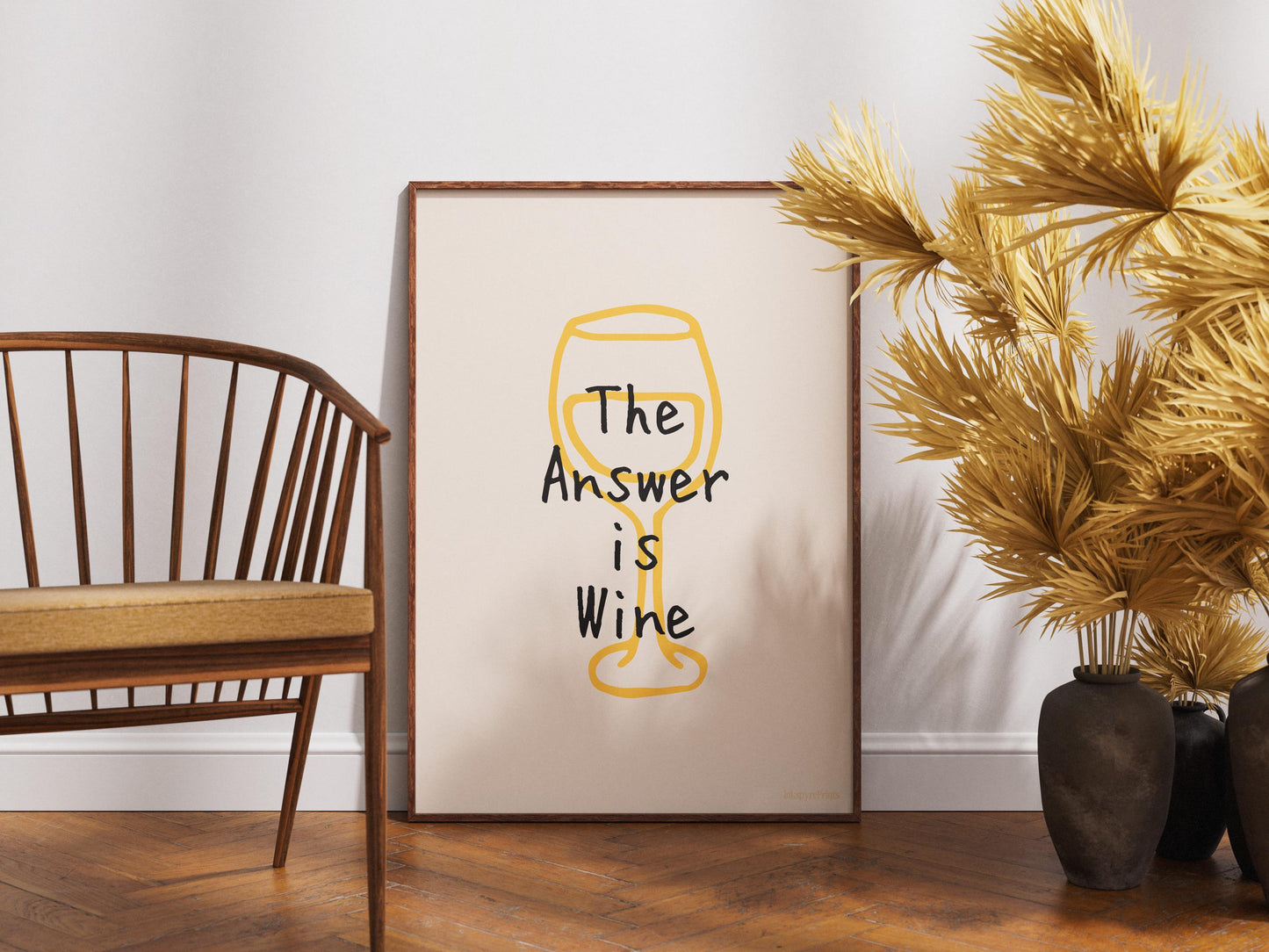 The Answer is Wine - Zwart op crème - Digitale download