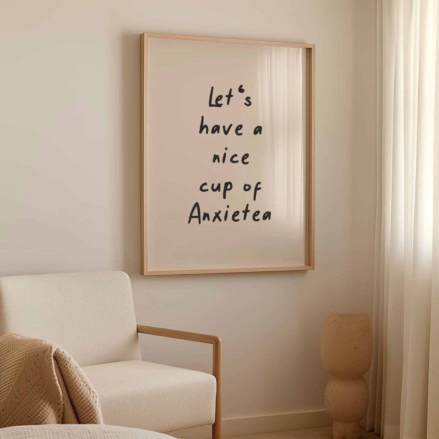 Let's Have A Nice Cup Of Anxietea - Zwart op crème - Funny Wall Art Print