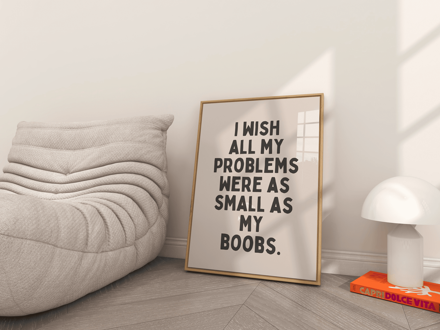 I Wish All My Problems Ware As Boobs - Black & Cream Artprint