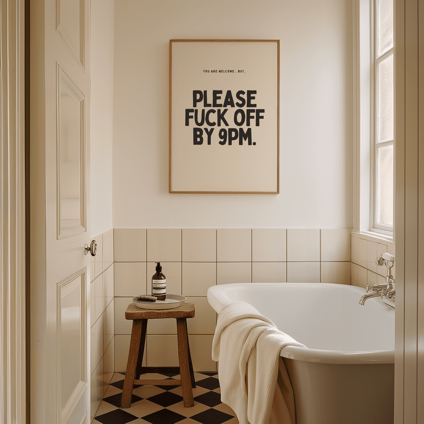 Verlof voor 9 - Zwart & Creme Artprint