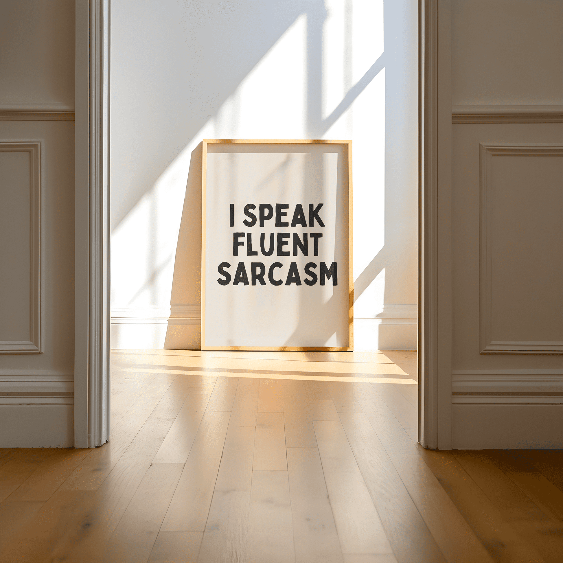 Ik spreek vloeiend sarcasme - Black Cream Artprint
