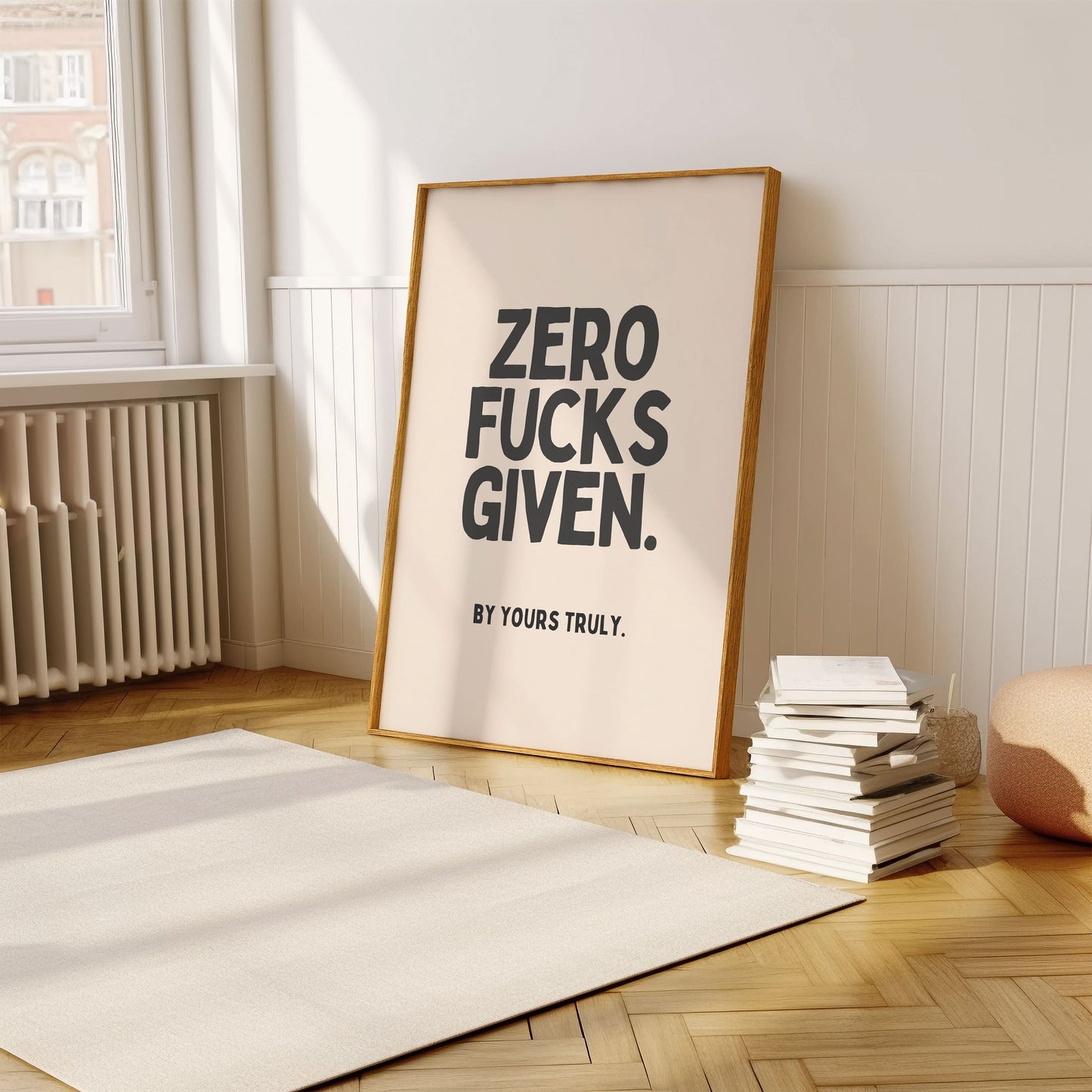 Nul fucks gegeven. door Yours Truly - Zwart en Creme - Artprint