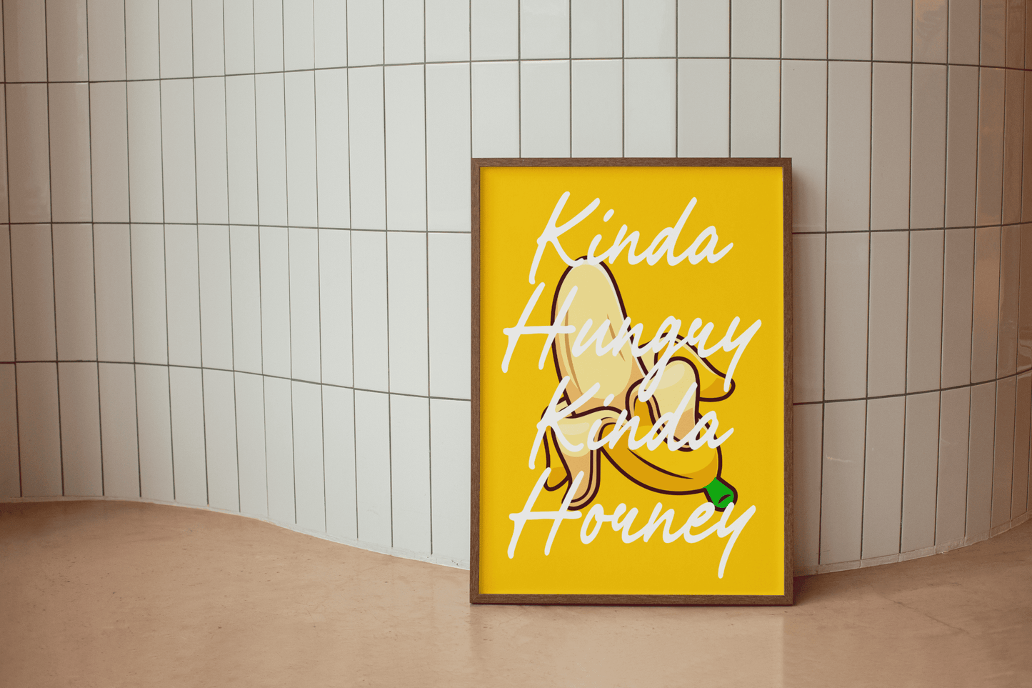 Kinda Hungry Kinda horney - Gele Kinky banaan Poster