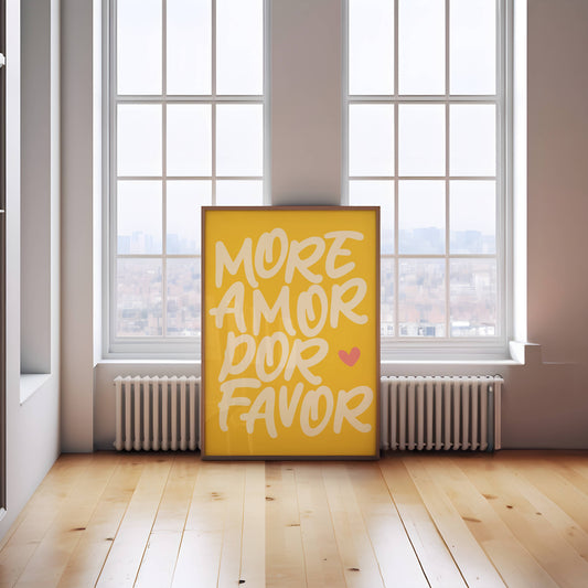 Meer Amor Por Favor - Gele Maximalistische muurkunst 