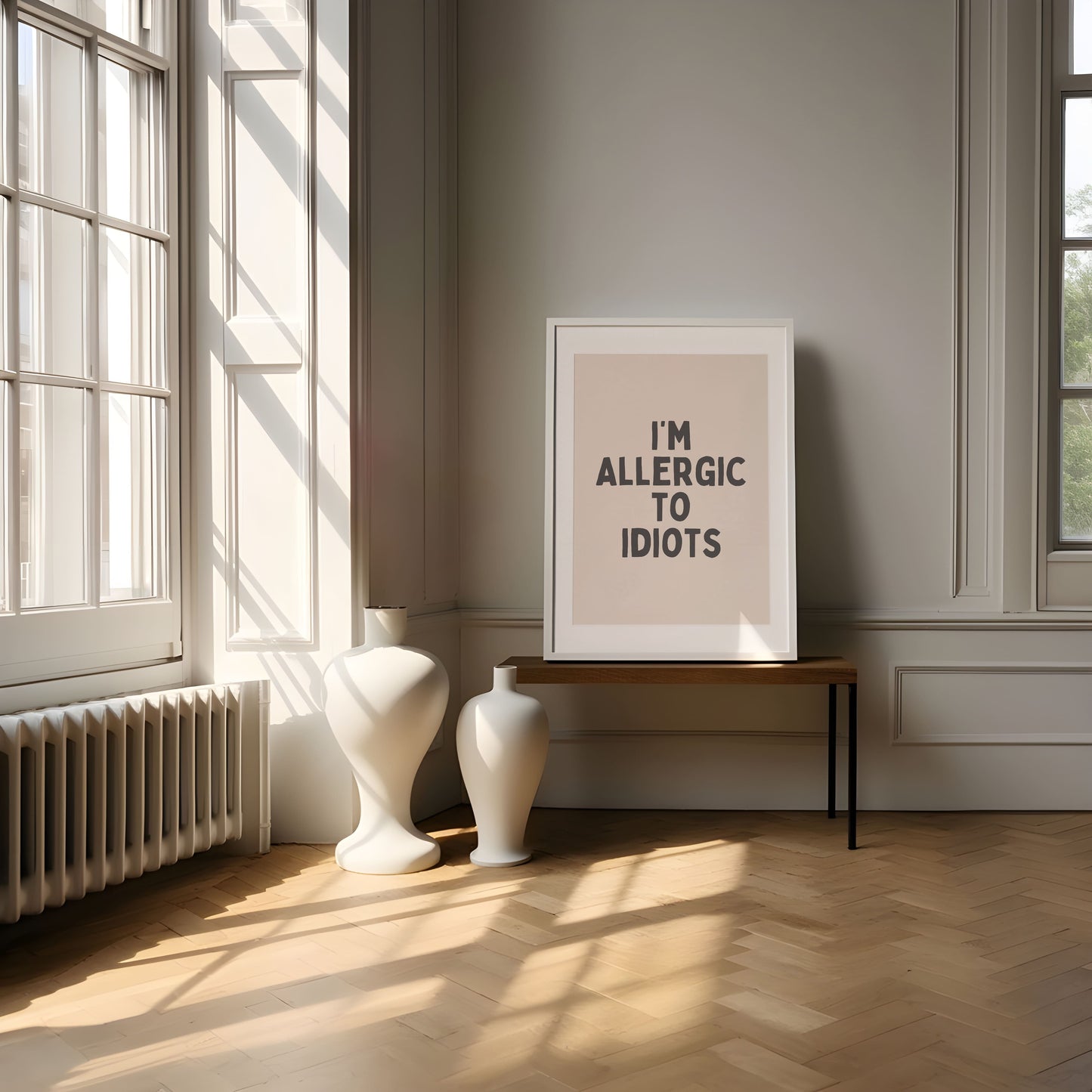 Ik ben allergisch voor idioten - Black & Cream Artprint
