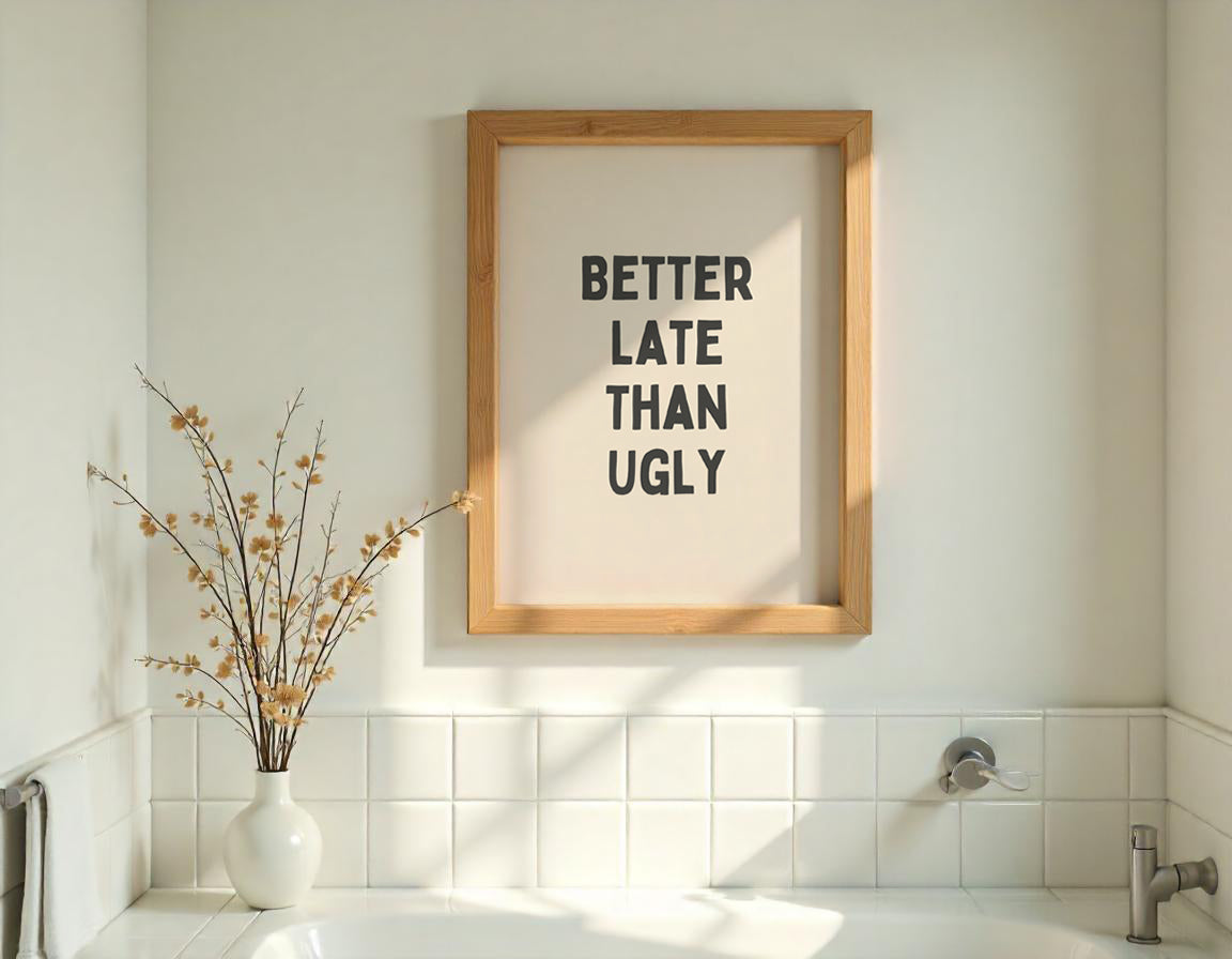 Beter laat dan lelijk - Zwart en Creme Artprint