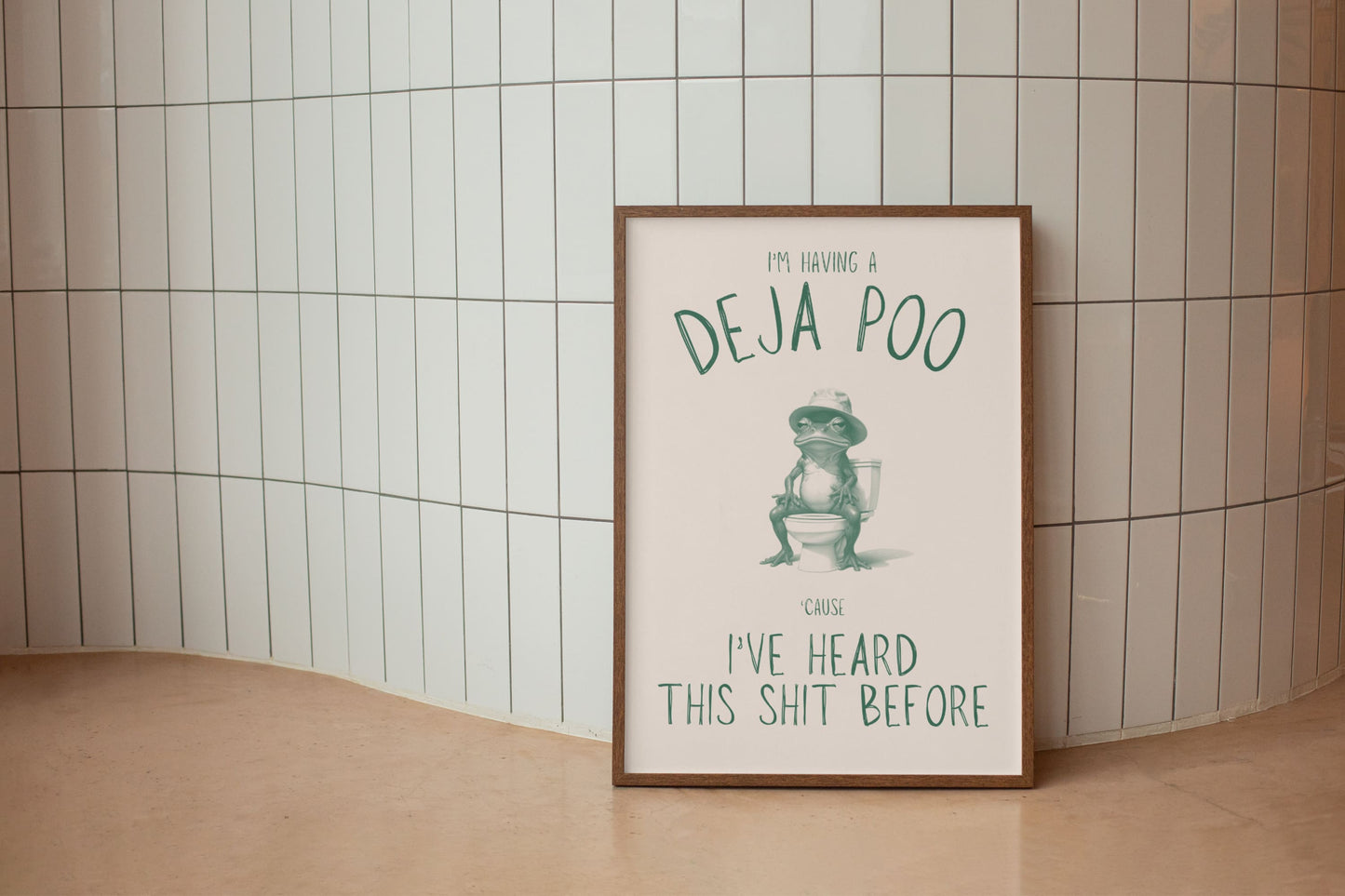 I'm having a Deja Poo - Green & Cream Bathroom Artprint