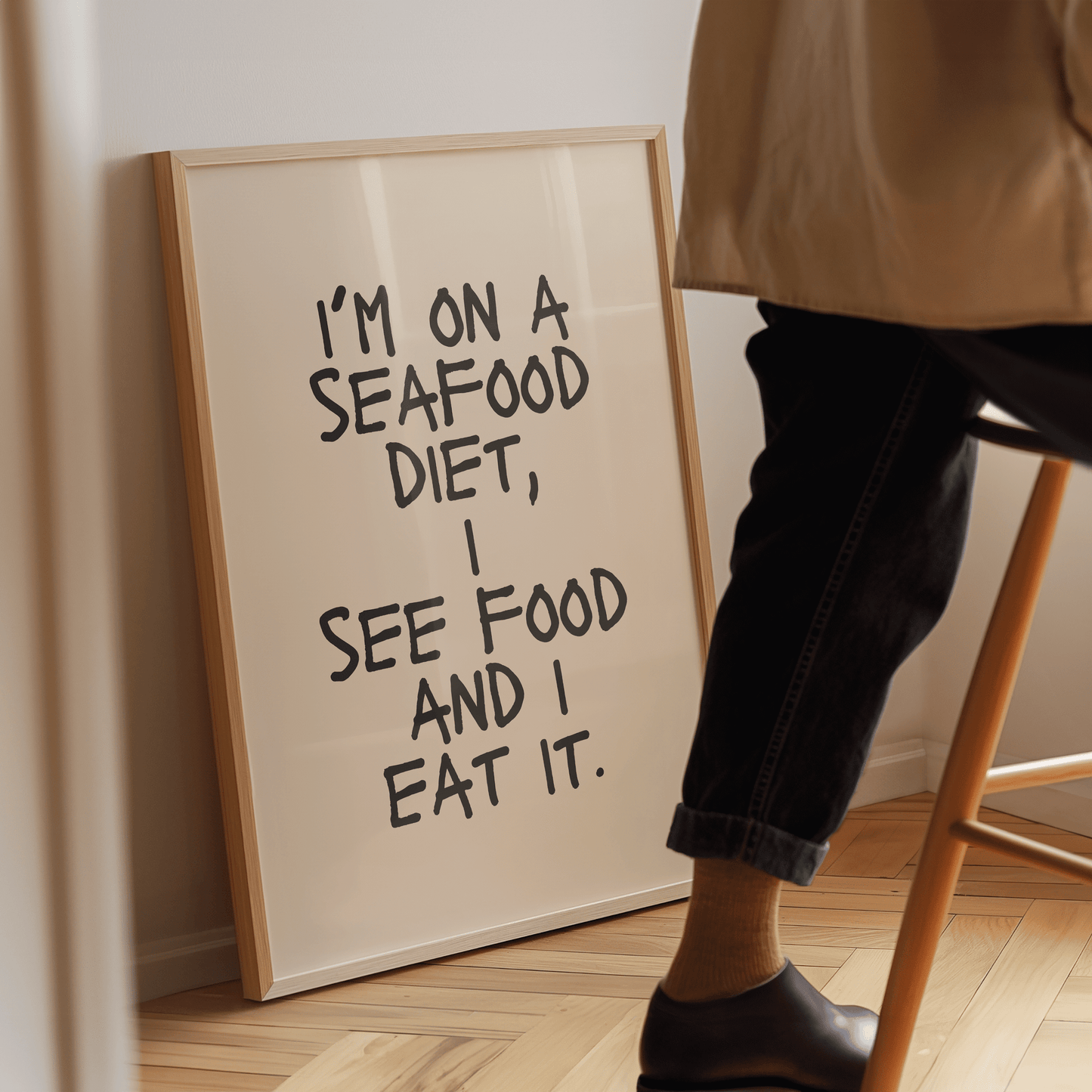 I'm on a Seafood diet. - Black & Cream Artprint