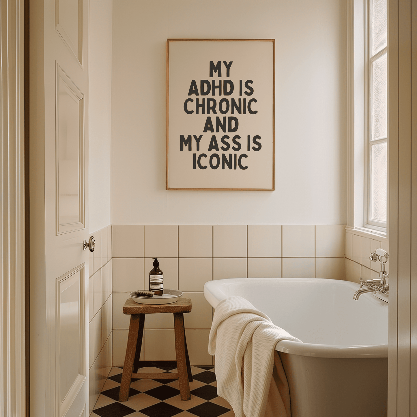 Mijn ADHD is chronisch en mijn kont is iconisch - Black & Cream Digital Download