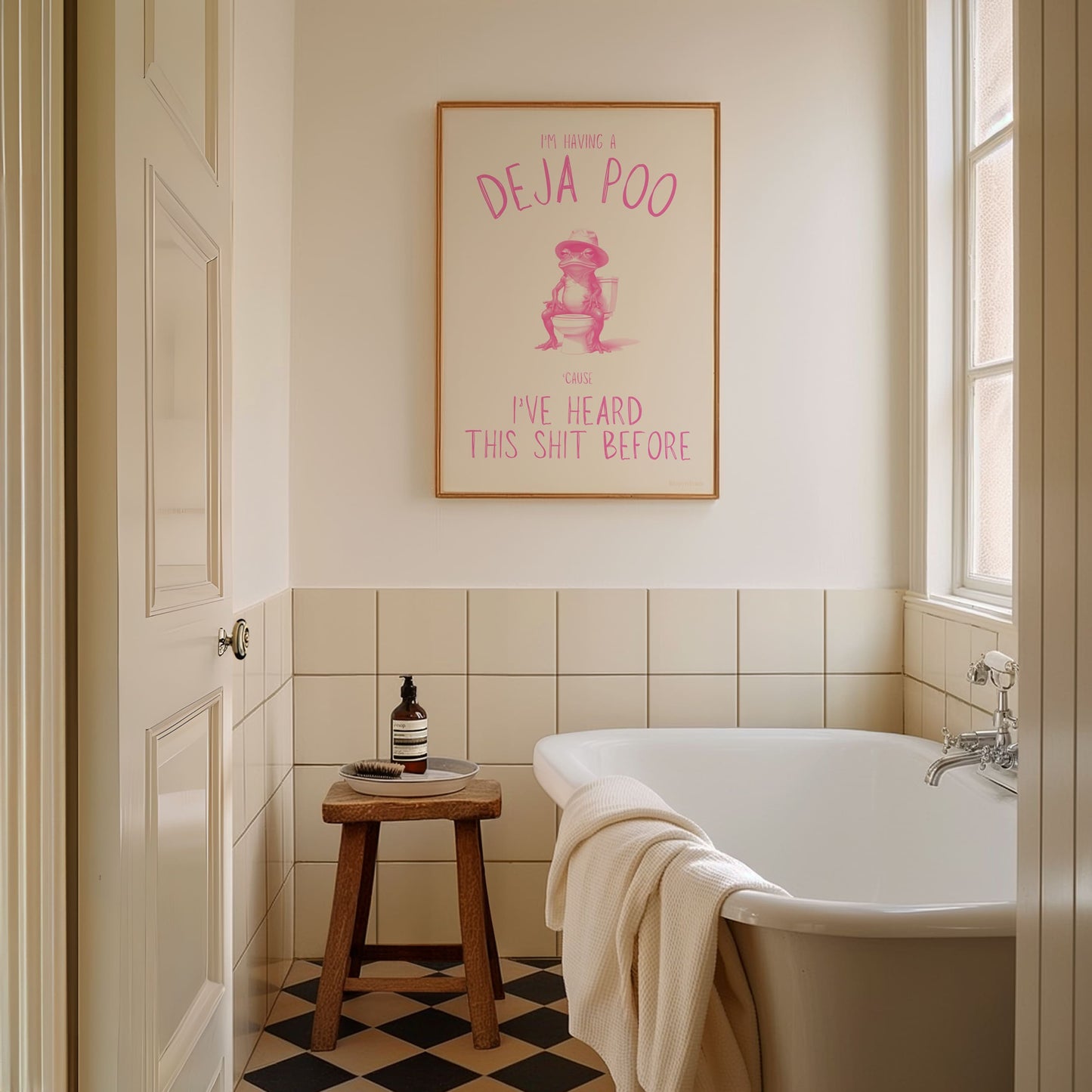I'm having a Deja Poo - Roze Badkamer toilet Art Digital Download