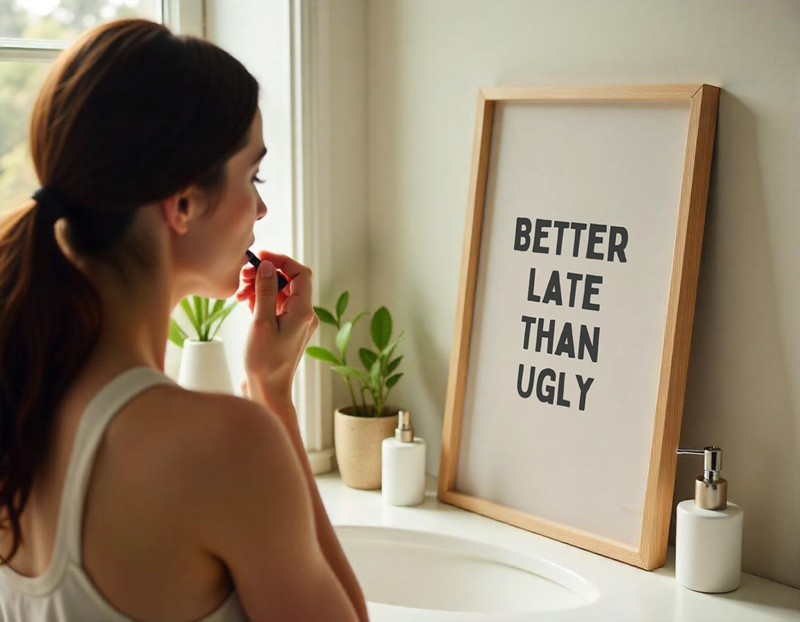 Beter laat dan lelijk - Zwart en Creme Artprint