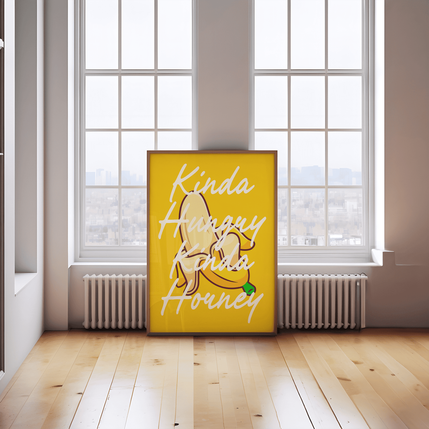Kinda Hungry Kinda horney - Gele Kinky banaan Poster