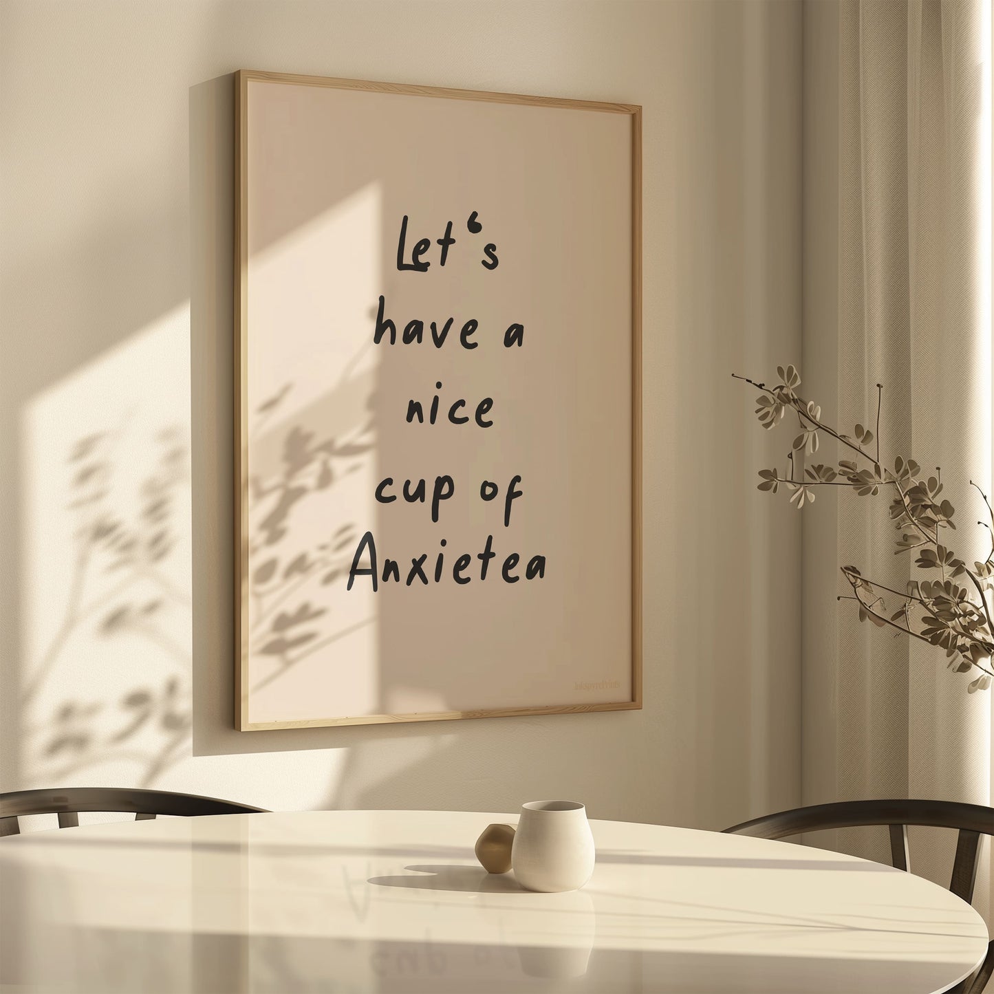 Let's Have A Nice Cup Of Anxietea - Zwart op crème - Funny Wall Art Print