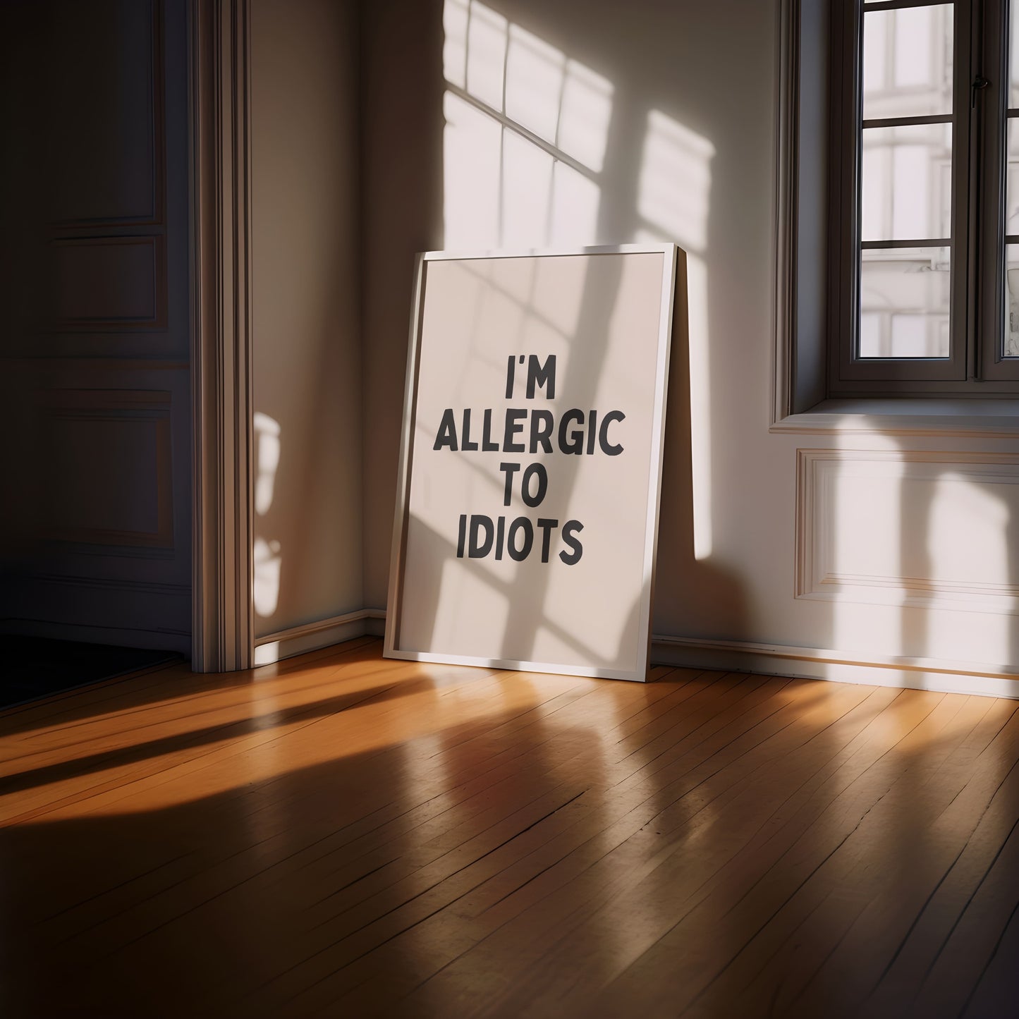 Ik ben allergisch voor idioten - Black & Cream Artprint