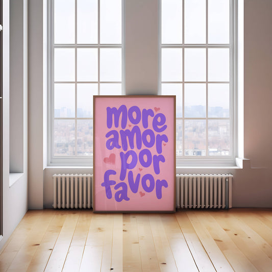 Meer Amor Por Favor - Roze Maximalistische muurkunst