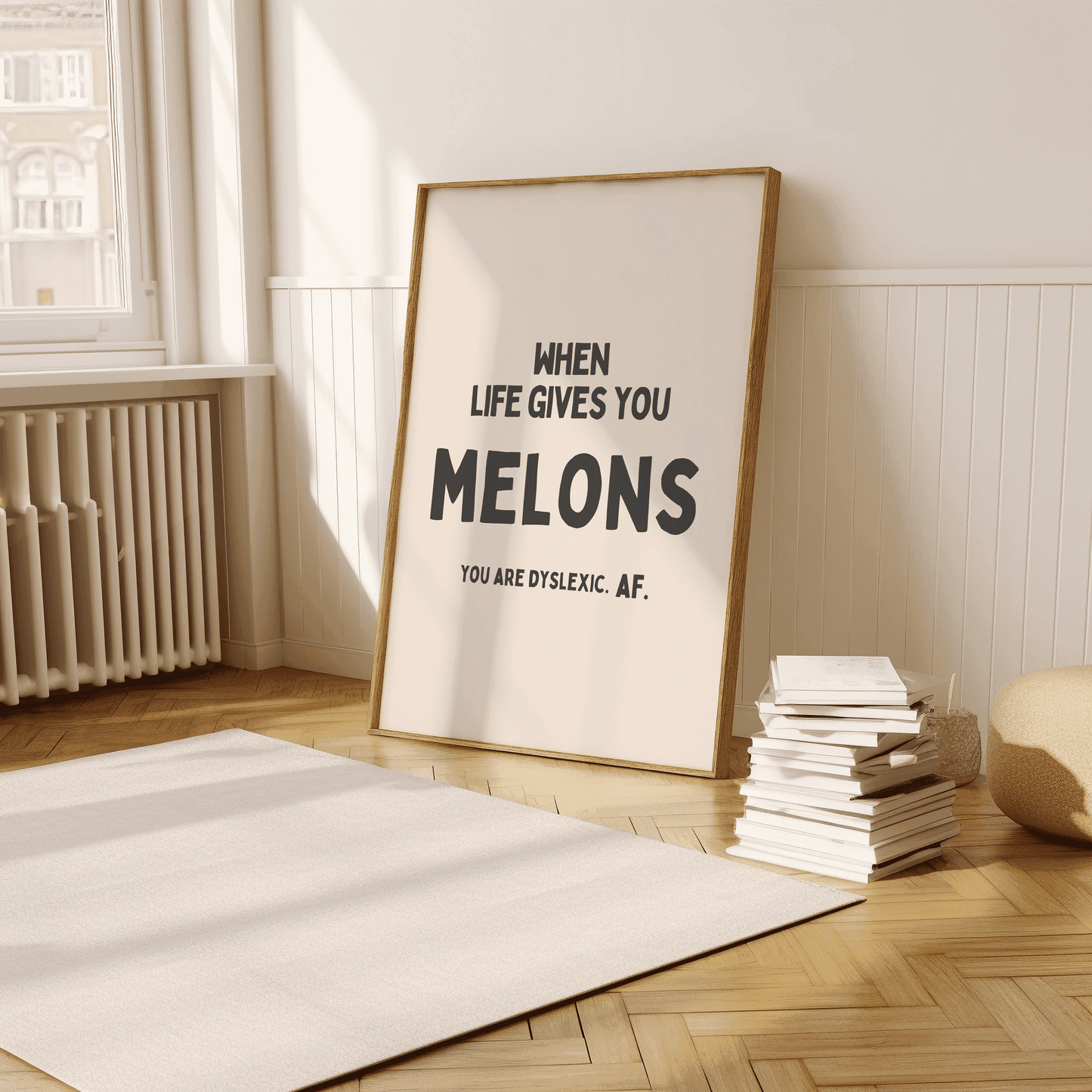 Wanneer het leven je meloenen geeft - Black & Cream Artprint