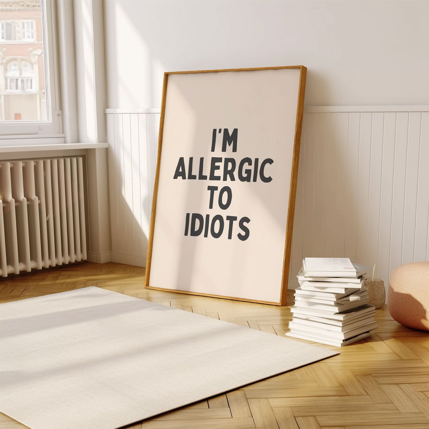 Ik ben allergisch voor idioten - Black & Cream Artprint