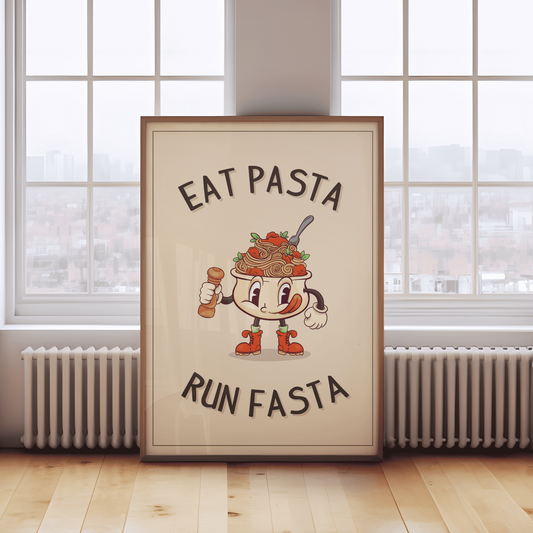 Eat Pasta Run Fasta - Keuken muurkunst print