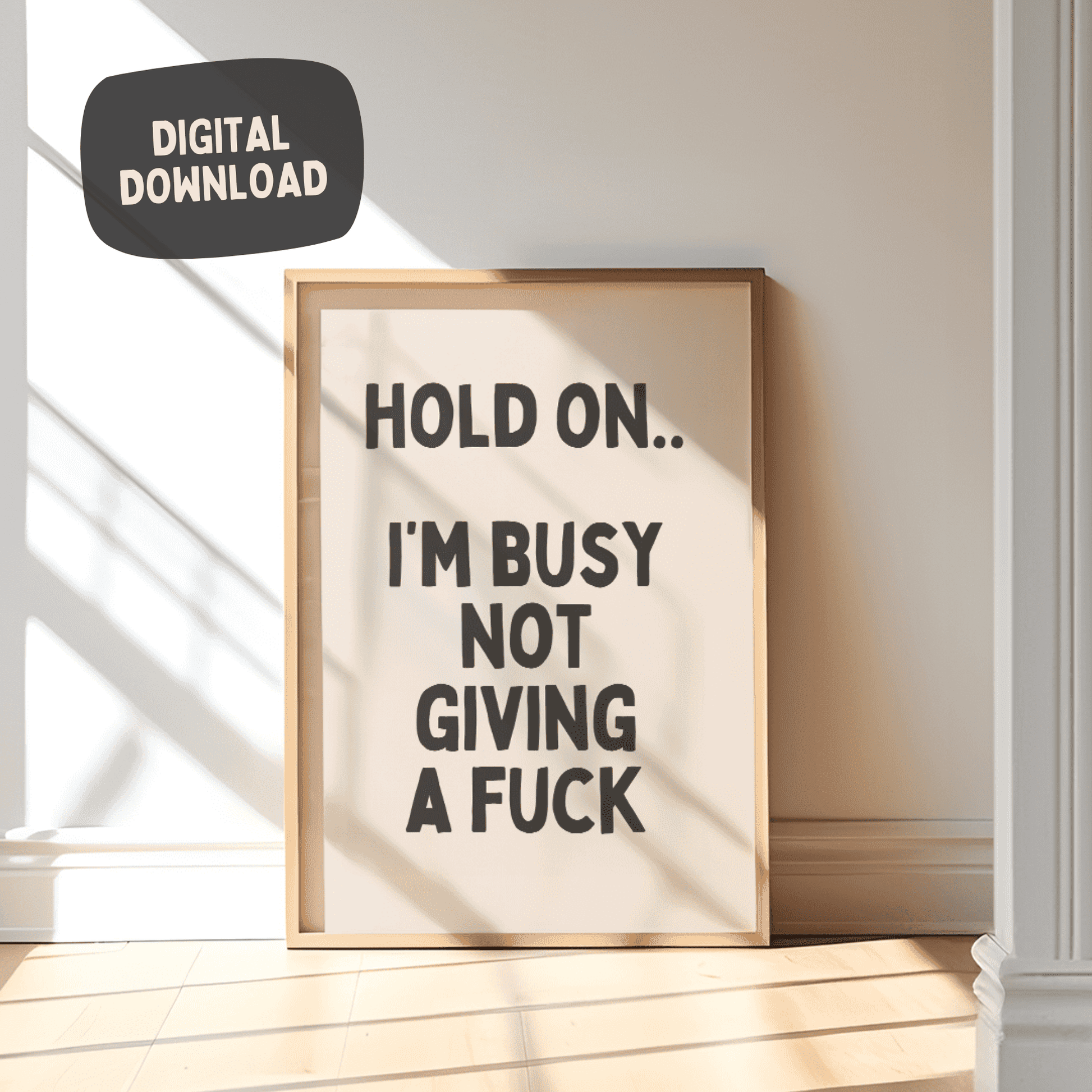 Wacht even, ik ben bezig geen fuck te geven - Black & Cream Artprint