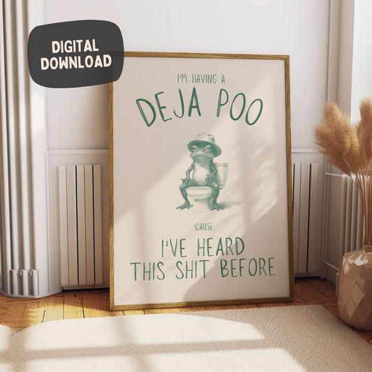 I'm having a Deja Poo - Green & Cream Bathroom Artprint