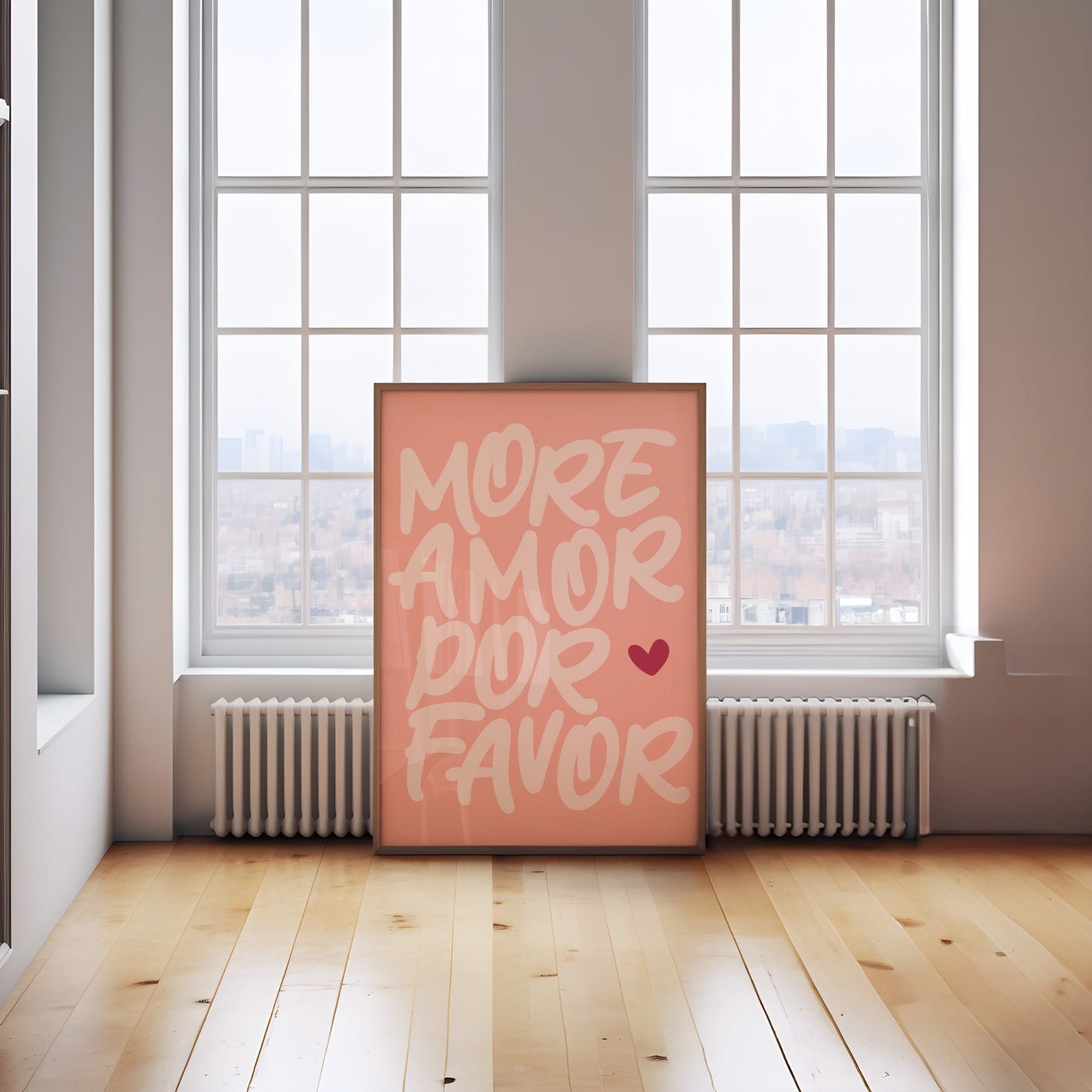 Meer Amor Por Favor Roze Maximalistische muurkunst - Grote Pastelkleur eigenzinnige Eclectische print - Dopamine Decor Love Quote poster, instant download