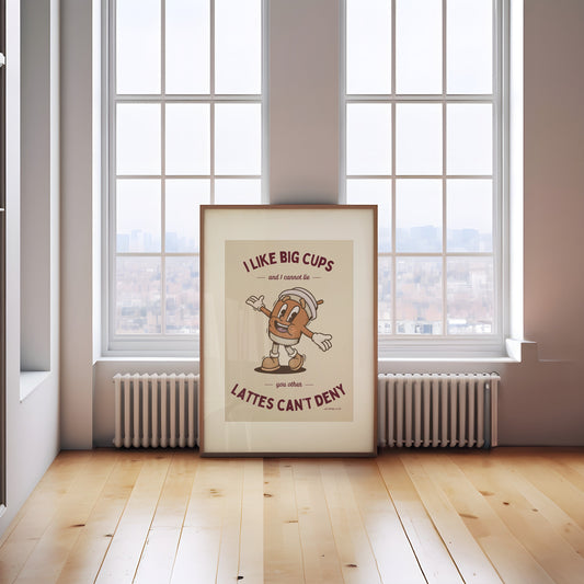 Ik hou van grote kopjes keuken Wall Art Print - grappige Retro bar kar print koffieshop Poster - Espresso offerte teken - Foodie keuken decor GEDRUKT