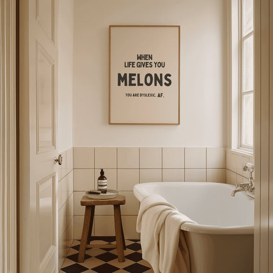 Wanneer het leven je meloenen geeft - Dyslexie Wall Art print Digital Download