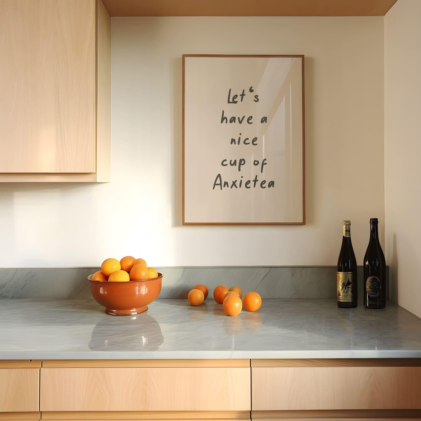 Let's Have A Nice Cup Of Anxietea - Zwart op crème - Funny Wall Art Print - DIGITALE DOWNLOAD